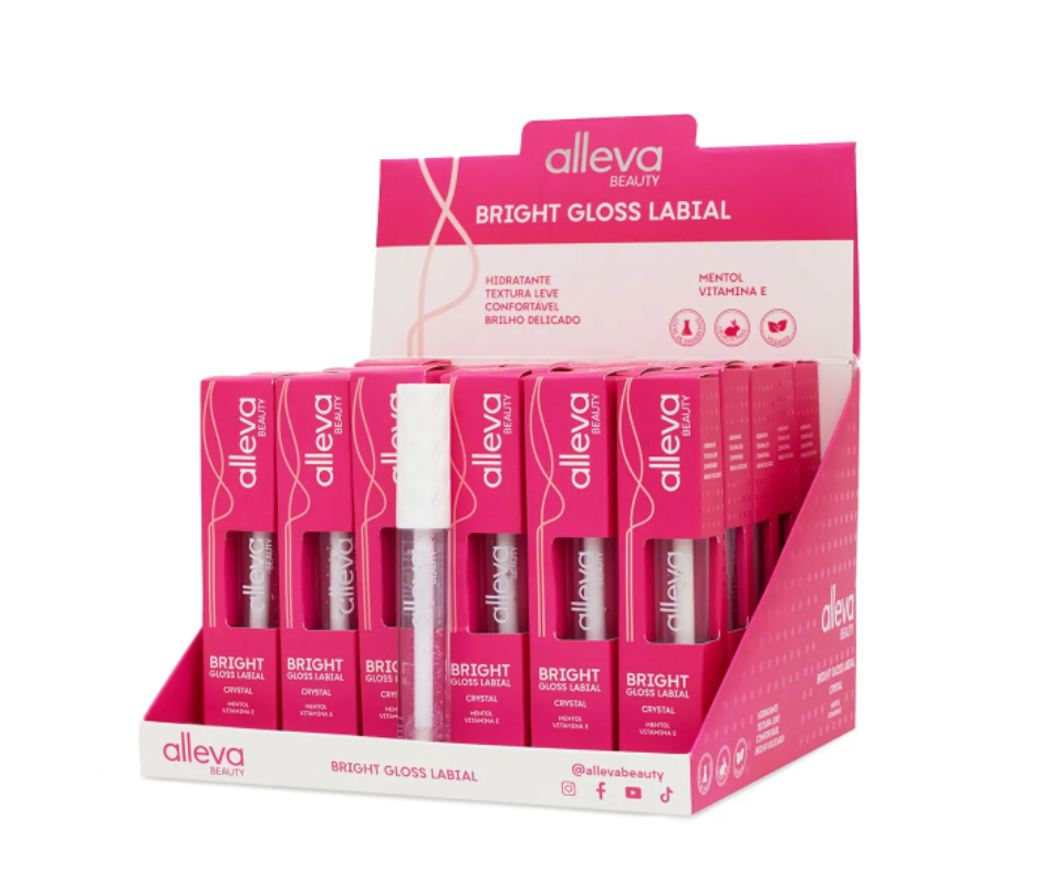 Bright Gloss Labial Crystal com 30un de 5ml Alleva