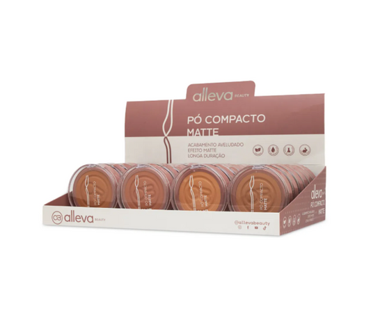 24 UNID. Pó Compacto Matte Cor 01 a 04 Alleva 10g