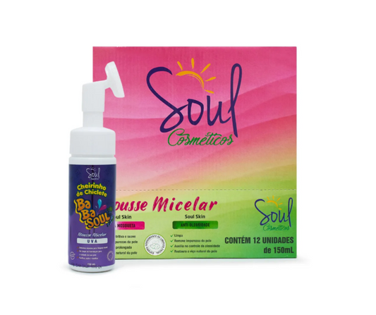 12 UNID. Mousse Micelar Cheirinho de Chiclete Uva – BabaSoul 150ml
