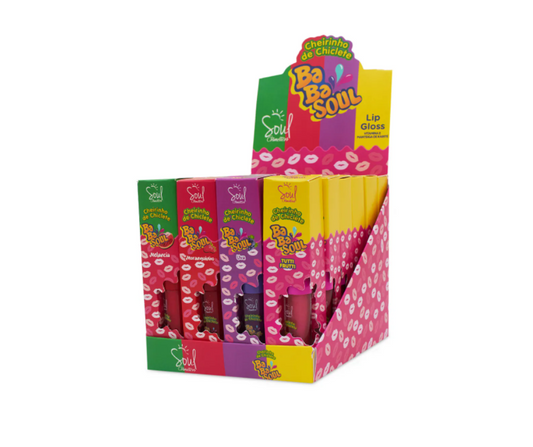 24 UNID. Lip Gloss Cheirinho de Chiclete – Soul Cosméticos
