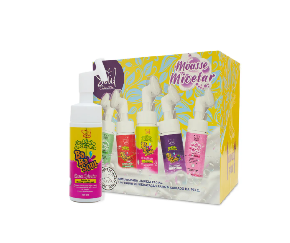Mousse Micelar Cheirinho de Chiclete – BabaSoul Soul Cosméticos (CAIXA COM 12 UNID.)