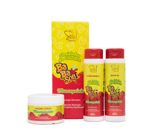 Kit Capilar Cheirinho de Chiclete Moranguinho – 3 Itens BabaSoul