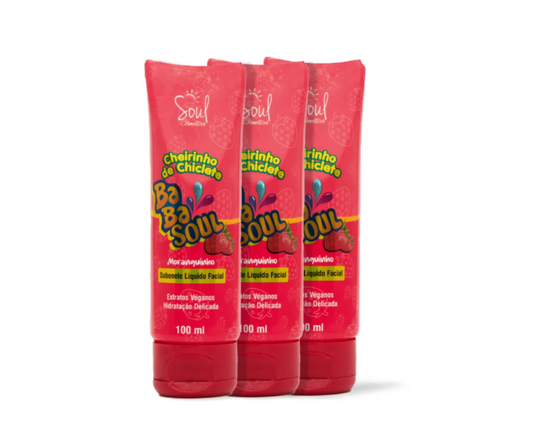 Sabonete Facial Líquido Moranguinho BabaSoul – Limpeza Suave e Frutada (100ml, Box C/12 UNID)